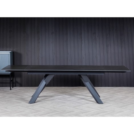 Carbon Matte Dark Grey Side Extending Ceramic Dining Table (180cm-280cm)