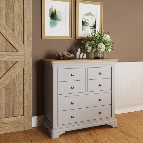 Faire 4+2 Chest in Dove Grey with Oak Top