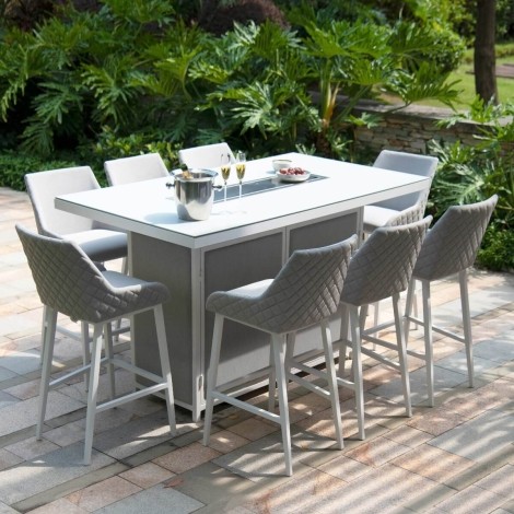 Regal 8 Seat Rectangular Fire Pit Bar Set / Lead Chine