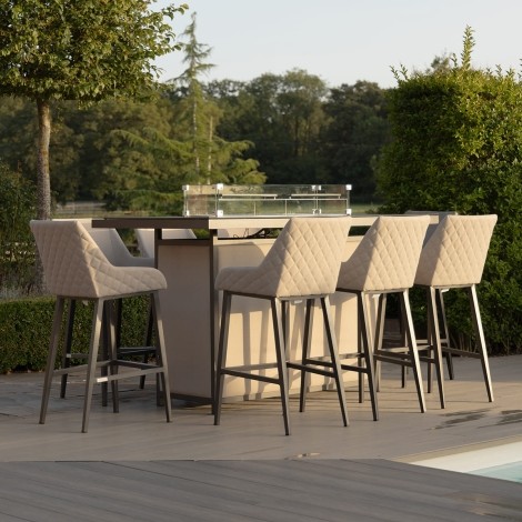 Regal 8 Seat Rectangular Fire Pit Bar Set / Oatmeal