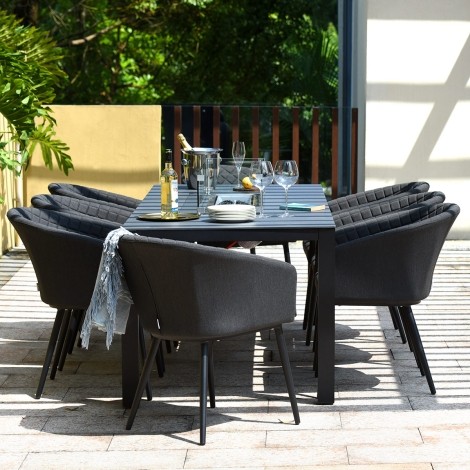 Ambition 8 Seat Rectangular Fire Pit Dining Set / Charcoal