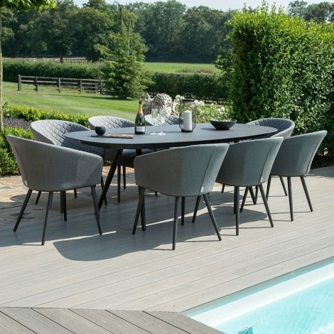 Ambition 8 Seat Oval Dining Set / Flanelle