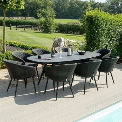 Ambition 8 Seat Oval Dining Set / Charcoal