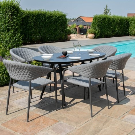 Pebble 6 Seat Oval Dining Set / Flanelle