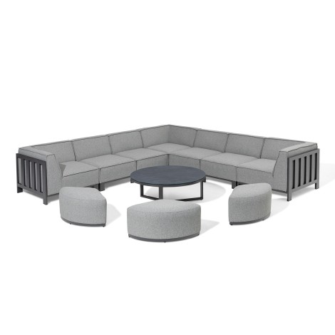 Ibiza Large Corner Sofa Set With Round Coffee Table - Zinc Grey