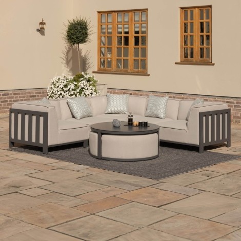 Ibiza Small Corner Sofa Set With Round Coffee Table - Oatmeal