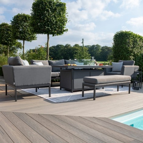 Pulse 3 Seat Sofa Set with Fire Pit Table / Flanelle