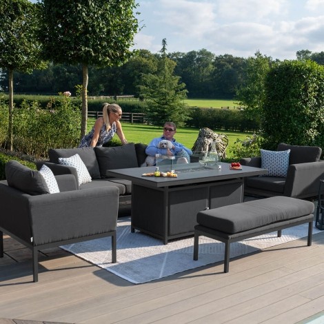 Pulse 3 Seat Sofa Set with Fire Pit Table / Charcoal