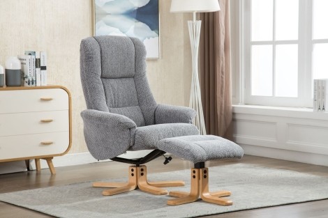 GFA - Florida - Lake Blue - Fabric - Swivel Recliner Chair and Stool