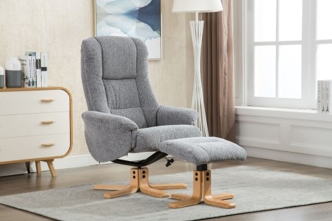 GFA -  Florida - Lake Blue - Fabric - 360 Swivel Recliner Chair and Stool