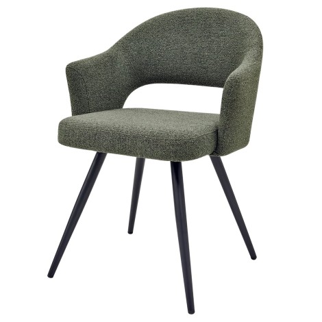 Sterling - Green Boucle Fabric Chair with Black Legs (Pair)
