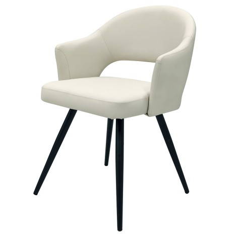 Sterling - Ivory Faux Leather Chair with Black Legs (Pair)