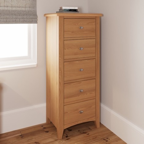 Goa Light Oak - 5 Drawer Narrow Chest