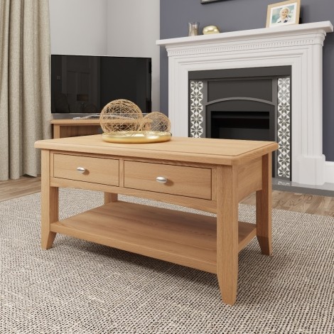 Goa Light Oak - 2 Drawer Coffee Table