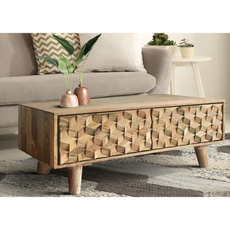 Geometric Mango Coffee Table with Drawer