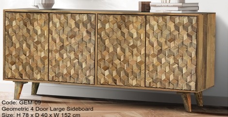 Geometric Mango 4 Door Large Sideboard