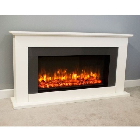 Georgia - 53" White Electric Fireplace Suite - 2kW