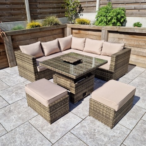 Georgia Outdoor Corner Hi/Low Dining Set With Ice Bucket