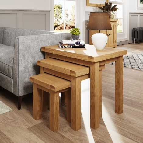 Colton Medium Oak -  Nest of 3 Tables