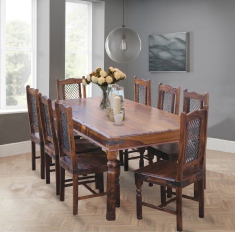 Ganga - Sheesham Wood - Brown - Extra Large - Rectangular - Dining Table