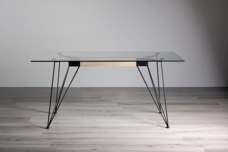 Miro Clear Tempered Glass 6 Seater Dining Table with Black Legs