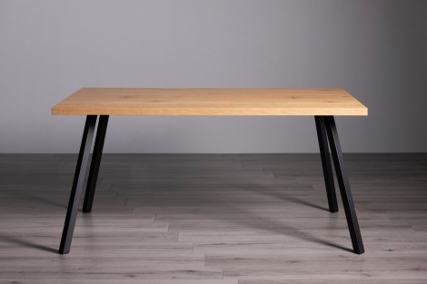 Ramsay - Melamine Oak Top - 6 Seater Rectangular Dining Table - Black Square Legs
