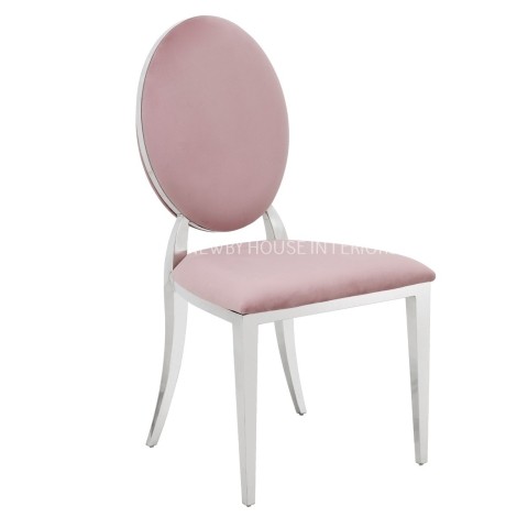 Hampton Pink French Velvet & Chrome Dining Chair