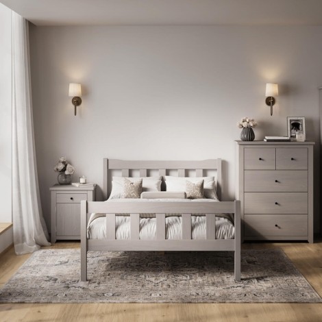 Havana Grey Washed Double Size Bed 