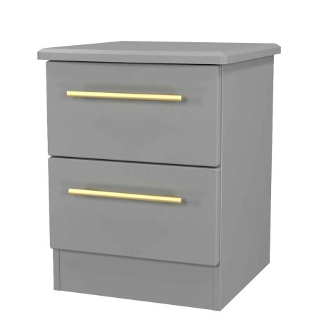 Haworth - Dusk Grey 2 Drawer Bedside Cabinet / Bedside Table / Nightstand