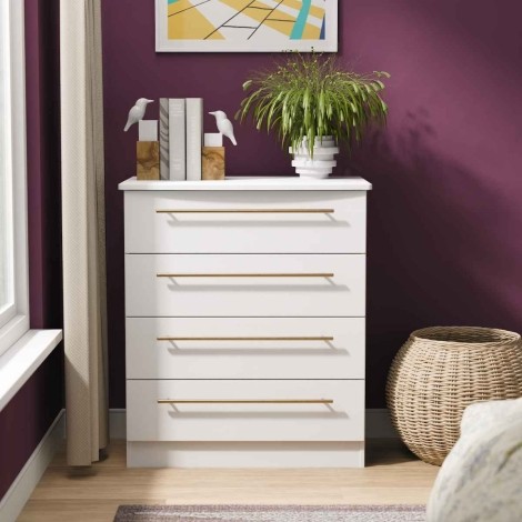 Haworth - Chest of 4 Drawers - White Ash front and Matt Base