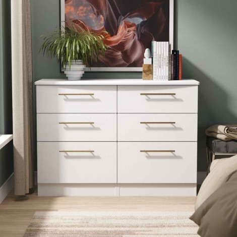 Haworth - Midi Chest of 6 Drawers - White Ash front and Matt Base