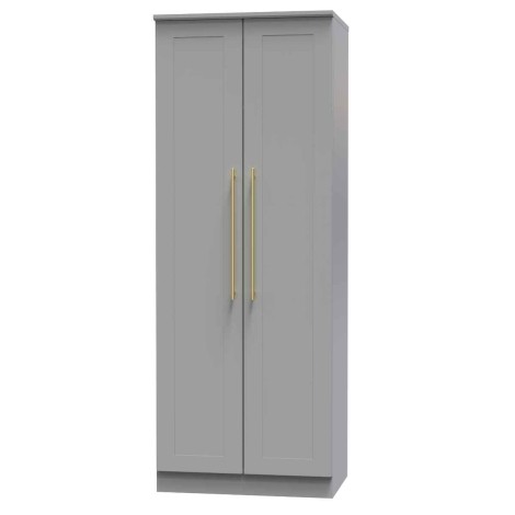 Haworth - Dusk Grey 2 Door Double Tall Plain Wardrobe