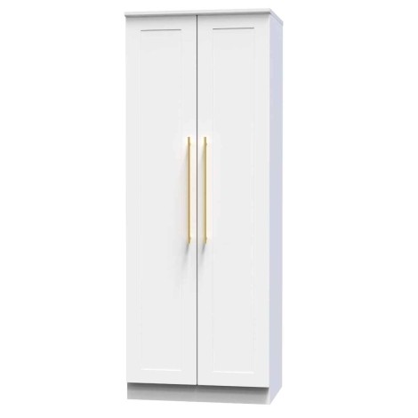 Haworth - White Matt 2 Door Double Tall Plain Wardrobe