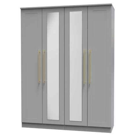 Haworth - Dusk Grey Tall 4 Door Centre Mirror Wardrobe