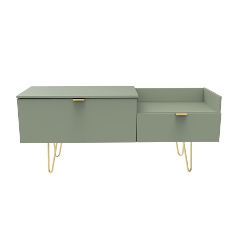 Hong Kong - Reed Green - TV Console Unit - Gold Hairpin Legs