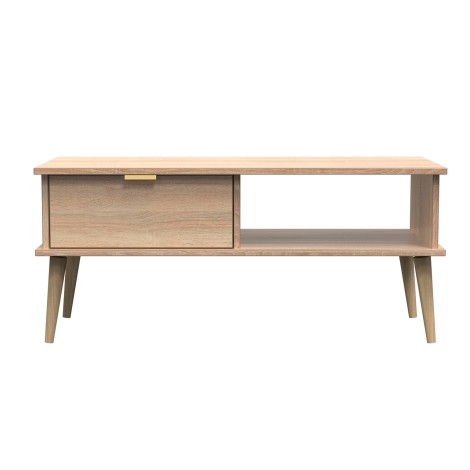 Hong Kong - Bardolino Oak - 1 Drawer - Coffee Table - Natural Wood Leg
