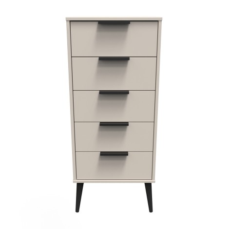 Hong Kong - Kashmir Matt - Narrow - Chest of 5 Drawer - Wooden Leg