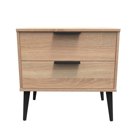 Hong Kong - Bardolino Oak - Medium - Chest of 2 Drawer - Black Wood Leg