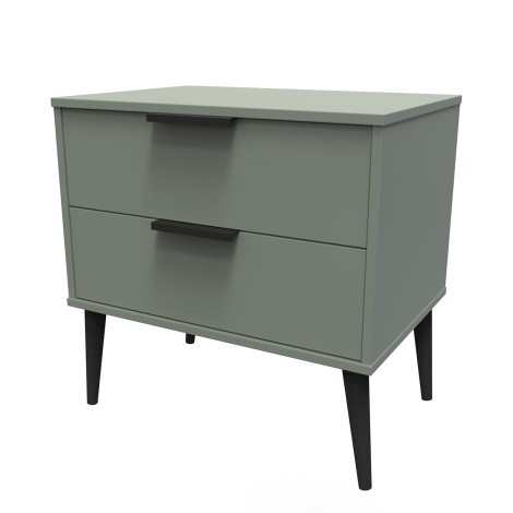 Hong Kong - Reed Green - Medium - Chest of 2 Drawer - Black Wood Leg