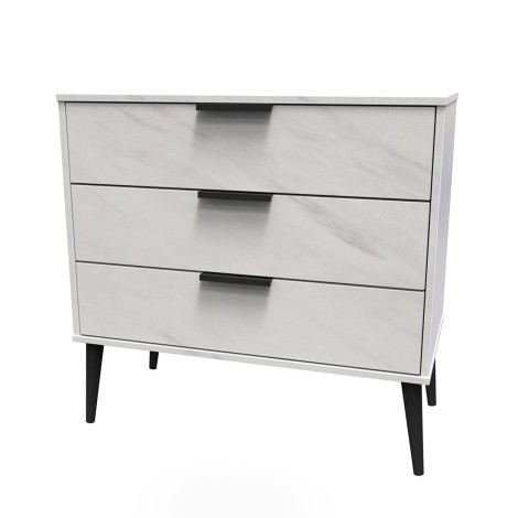 Hong Kong - Marble - Chest of 3 Drawer - Black Wooden Leg
