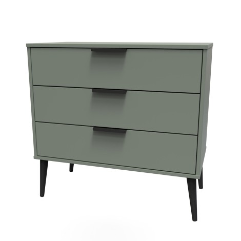 Hong Kong - Reed Green - Chest of 3 Drawer - Black Wood Leg