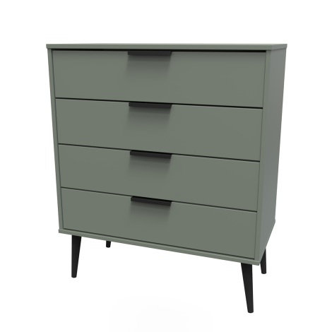 Hong Kong - Reed Green - Chest of 4 Drawer - Black Wood Leg