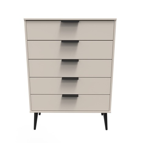 Hong Kong - Kashmir Matt - Chest of 5 Drawer - Wooden Leg