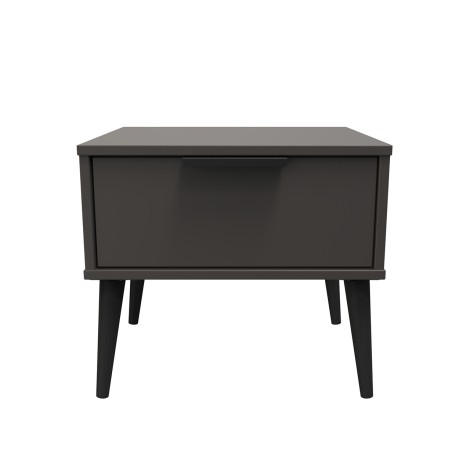 Hong Kong - Graphite - Medium - Chest of 1 Drawer - Black Wooden Leg