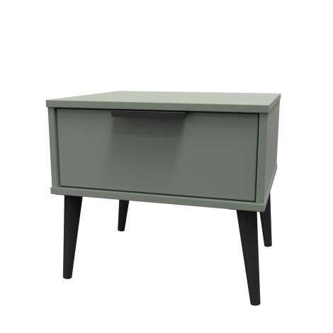 Hong Kong - Reed Green - Medium - Chest of 1 Drawer - Black Wood Leg