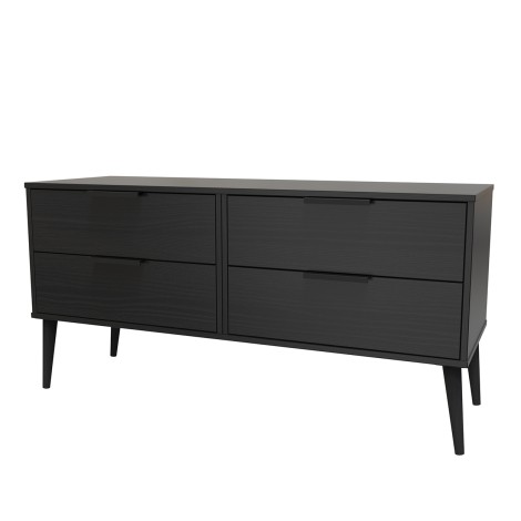 Hong Kong - Black - 4 Drawer Bed Box - Black Wood Leg