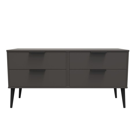Hong Kong - Graphite - 4 Drawer Bed Box - Black Wooden Leg