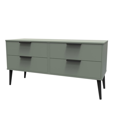 Hong Kong - Reed Green - 4 Drawer Bed Box - Black Wood Leg