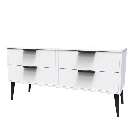 Hong Kong - White Matt - 4 Drawer Bed Box - Black Wood Leg