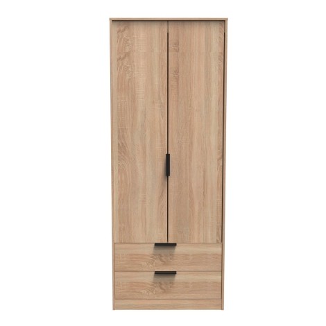 Hong Kong - 2 Door 2 Drawer - Plain - Tall - Double Wardrobe - Bardolino Oak Finish